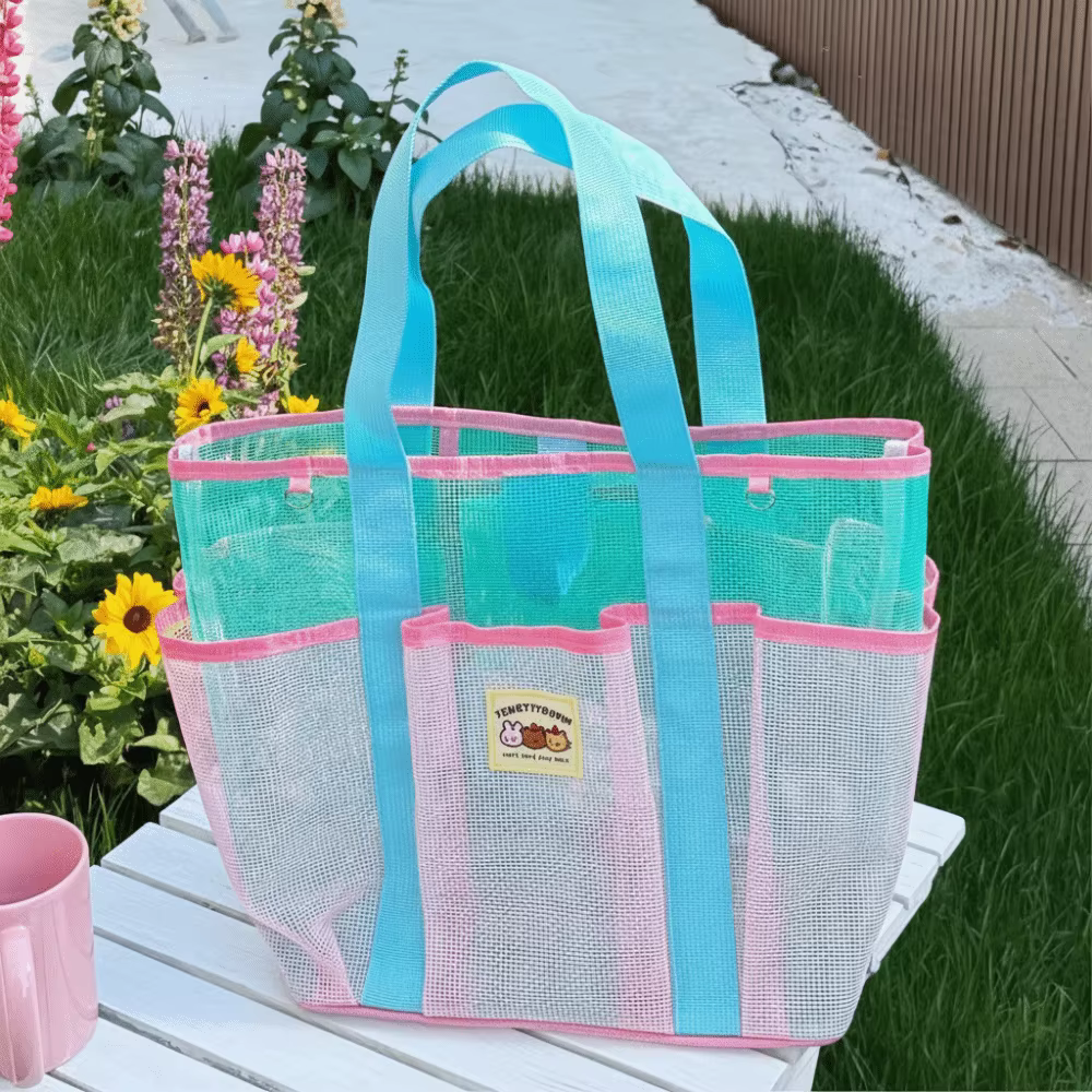 Trousse de toilette en maille de nylon, sac de plage, sac de natation avec séparation sec/humide, sa