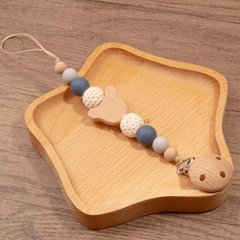 Porte-sucette personnalisé en bois avec nom de bébé, clip pour sucette fait main, pendentif pour béb