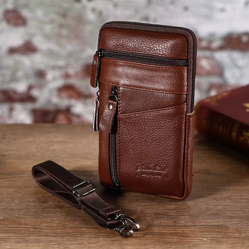 Sac banane de style nouveau, sac à bandoulière en cuir véritable pour homme, adapté aux affaires et 