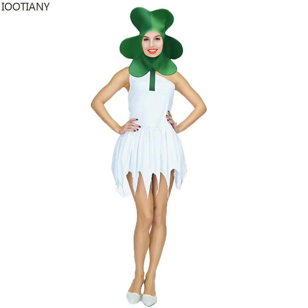 H 2025 St Patrick's Day Parade Rave Cos accessoires scène Performance Costume unisexe feuille verte 