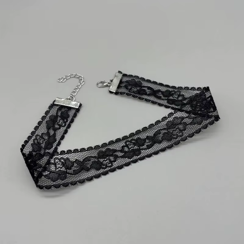 Collier à fleurs en dentelle noire pour femmes, Sexy, Harajuku, gothique, court, ras du cou, accesso