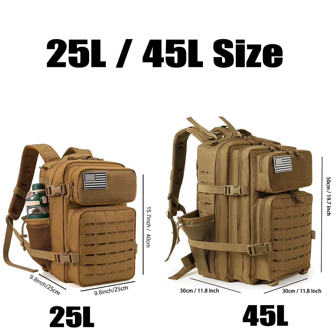 Sac à dos de randonnée 25L / 45L, adapté au camping, à la pêche et aux activités sportives, et idéal