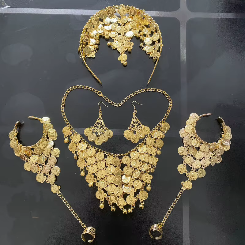 Ensemble complet d'accessoires de danse du ventre pour femmes, bijoux indiens, collier traditionnel,