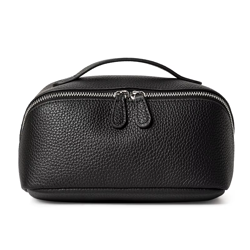 Aidrani - Nouvelle Trousse de Toilette en Cuir Véritable Style Simple pour Femme, Grande Capacité, P