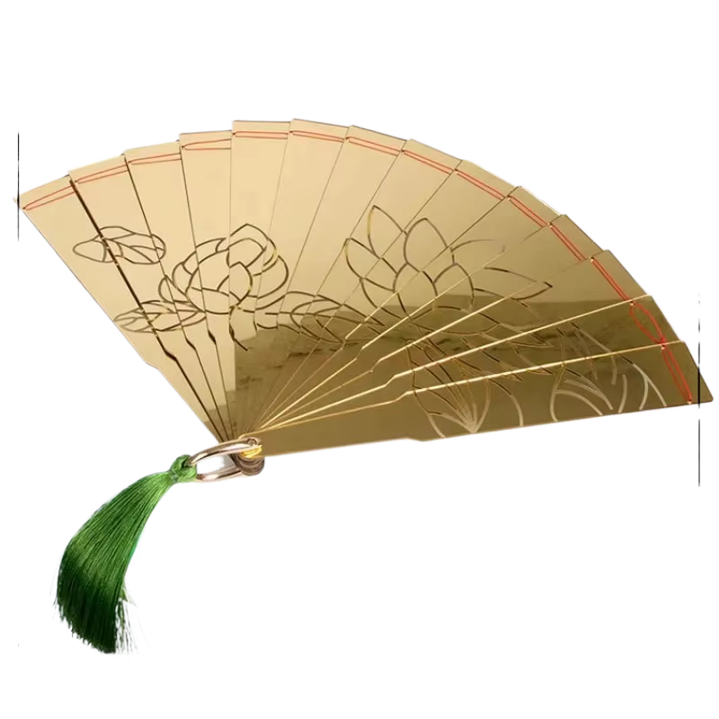 Éventail Décoratif Pliable Premium à Motif Oriental avec Pompon – Accessoire Photo, Ornement de Fête