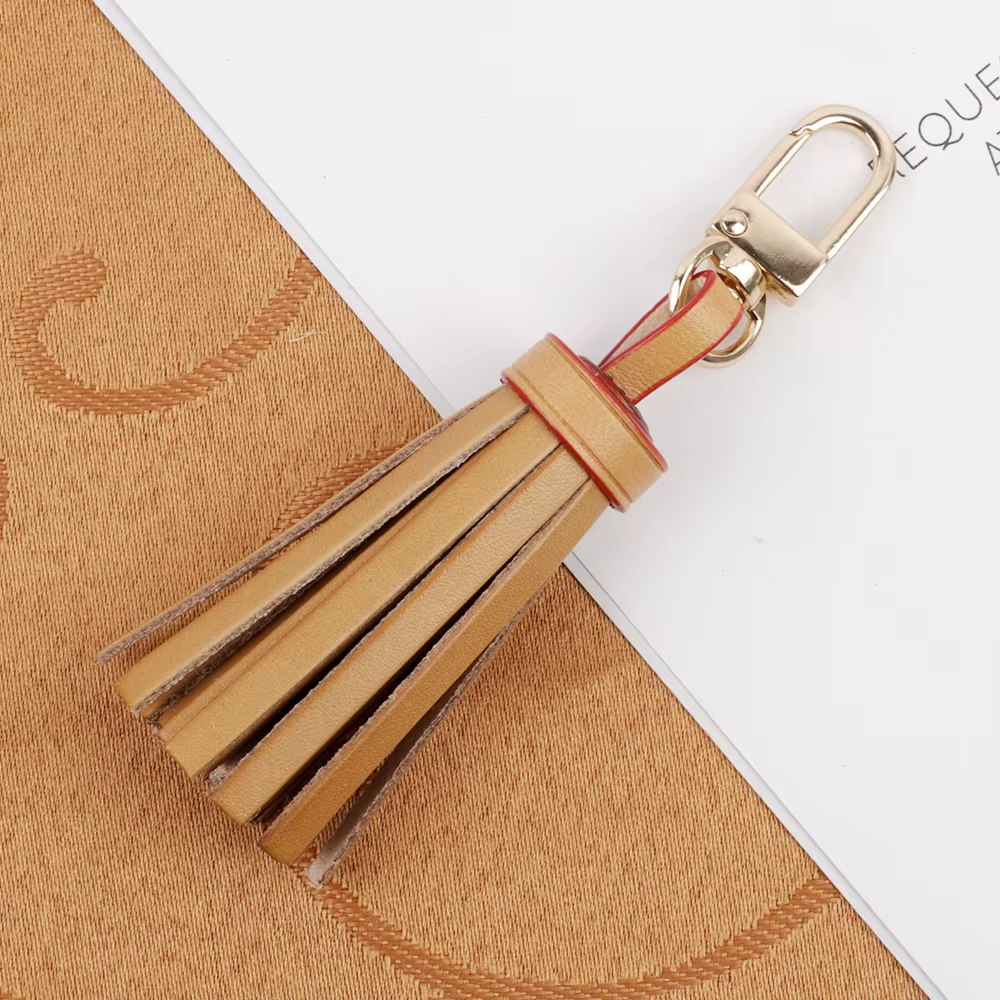 Mini sac à pompon en cuir tanné, breloque pour femmes, sacs à main, pochette, porte-clés, anneau, ac