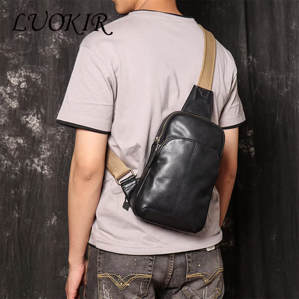 LUOKIR-Sac à Dos en Cuir group pour Homme et Femme, Petit Sac à Bandoulière en Peau de Vache de Gran