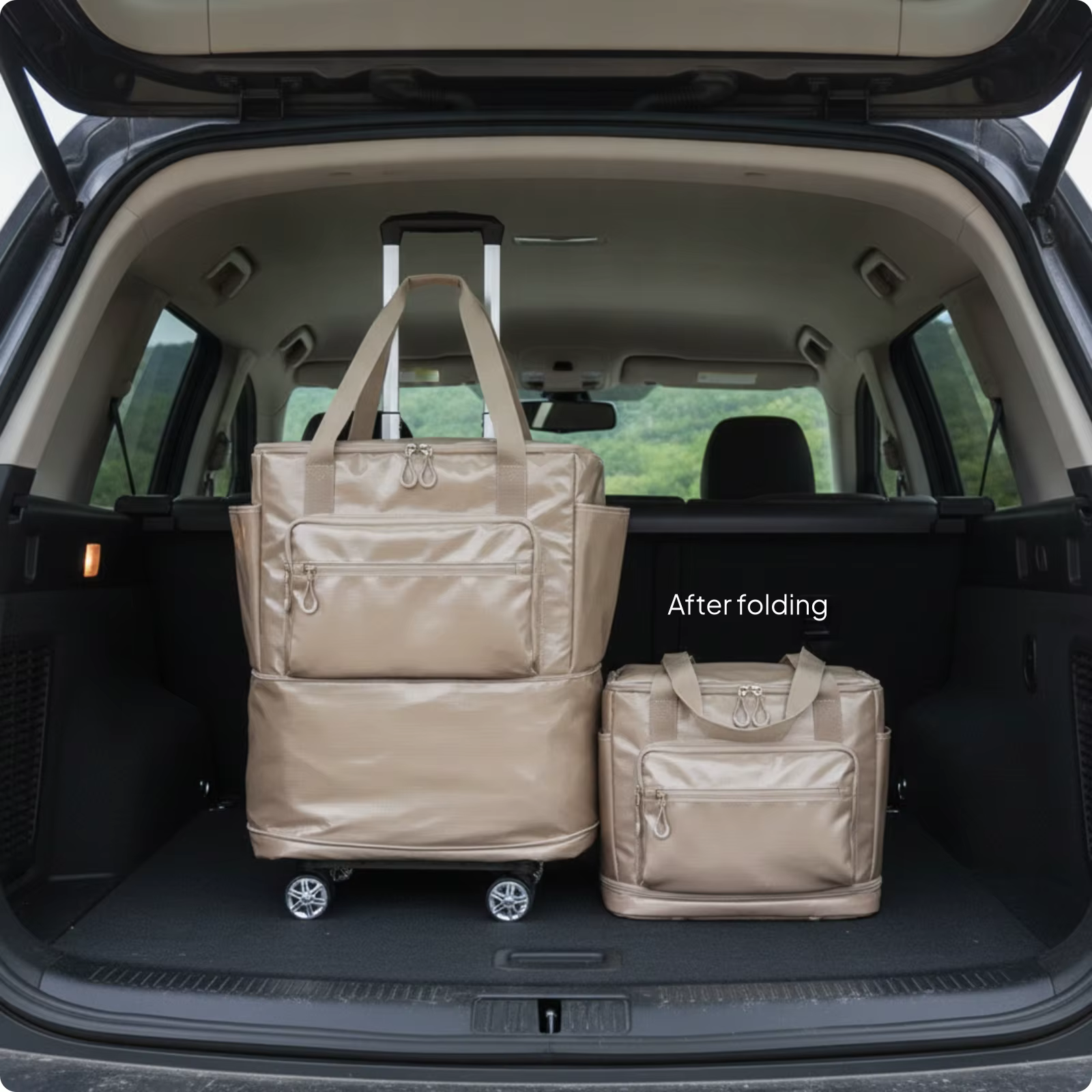 Sac de voyage à roulettes pliable avec chariot, bagage portable léger pour les voyageurs, bagage à m