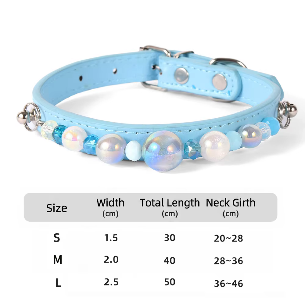 Collier pour animaux de compagnie en perles DIY, collier en cuir réglable pour chats et petits chien