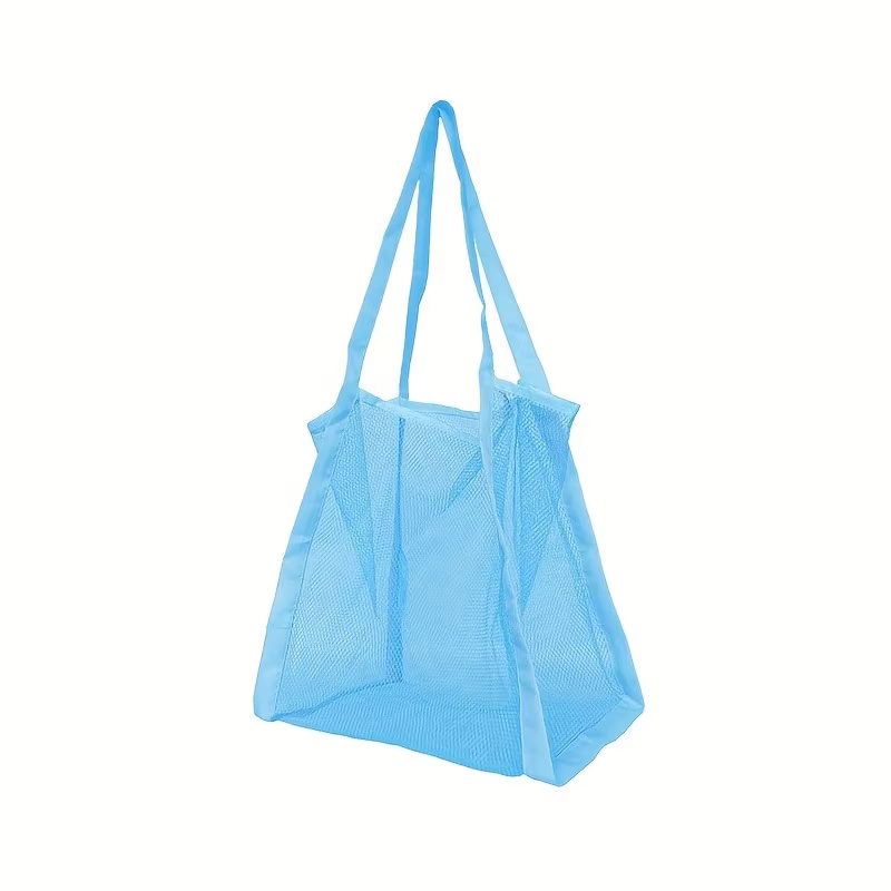 Grand sac de plage en maille multicolore pour natation, fourre-tout Portable au sable, rangement pli