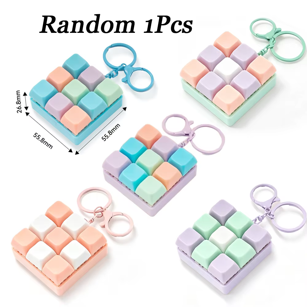 Porte-clés Fidget Clavier Couleurs Pastel avec Bouton Cliquable, Jouet Anti-Stress et Anxiété, Acces