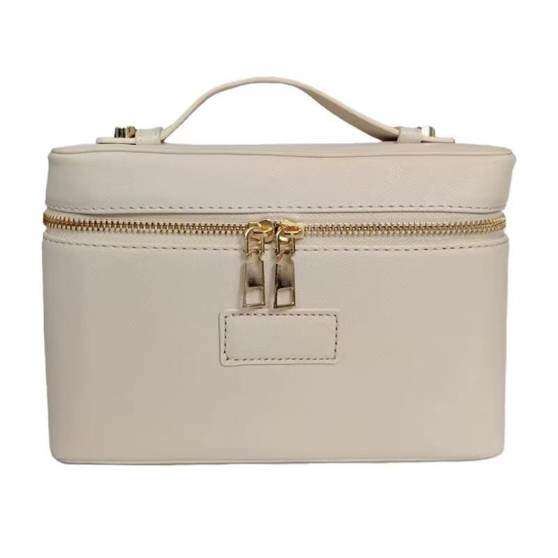 Trousse de toilette de voyage en croûte de cuir Saffiano pour femmes, nom personnalisé, boîte de ran