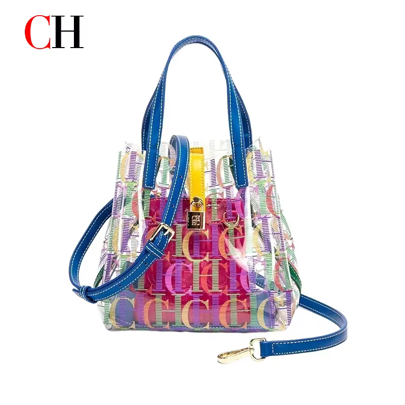 Sac bandoulière de voyage CH pour femme, grande capacité, sac fourre-tout transparent, sac en gelée 