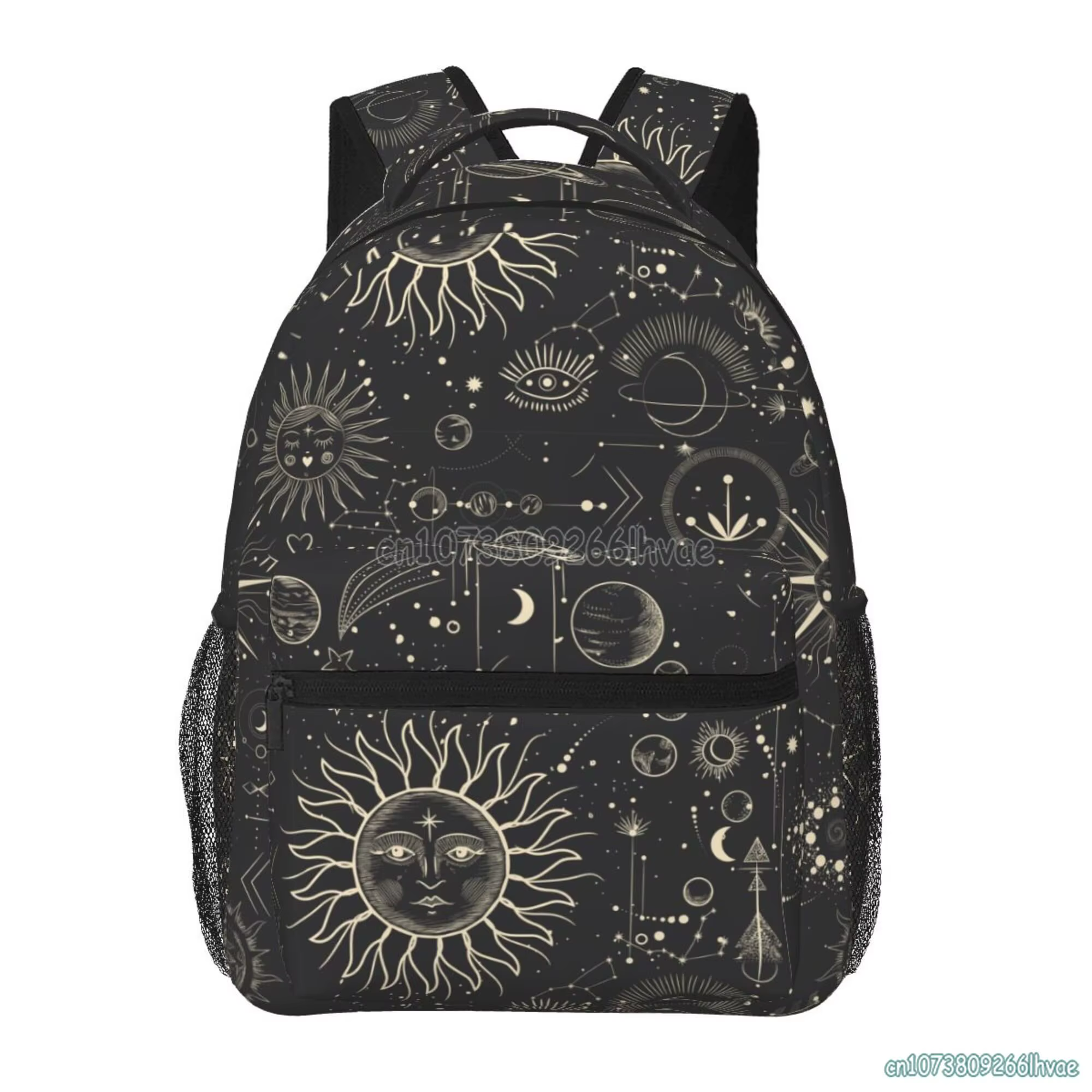 Sac à dos de voyage souple unisexe, motif céleste, soleil et lune, sacs à dos gothiques mystiques, c