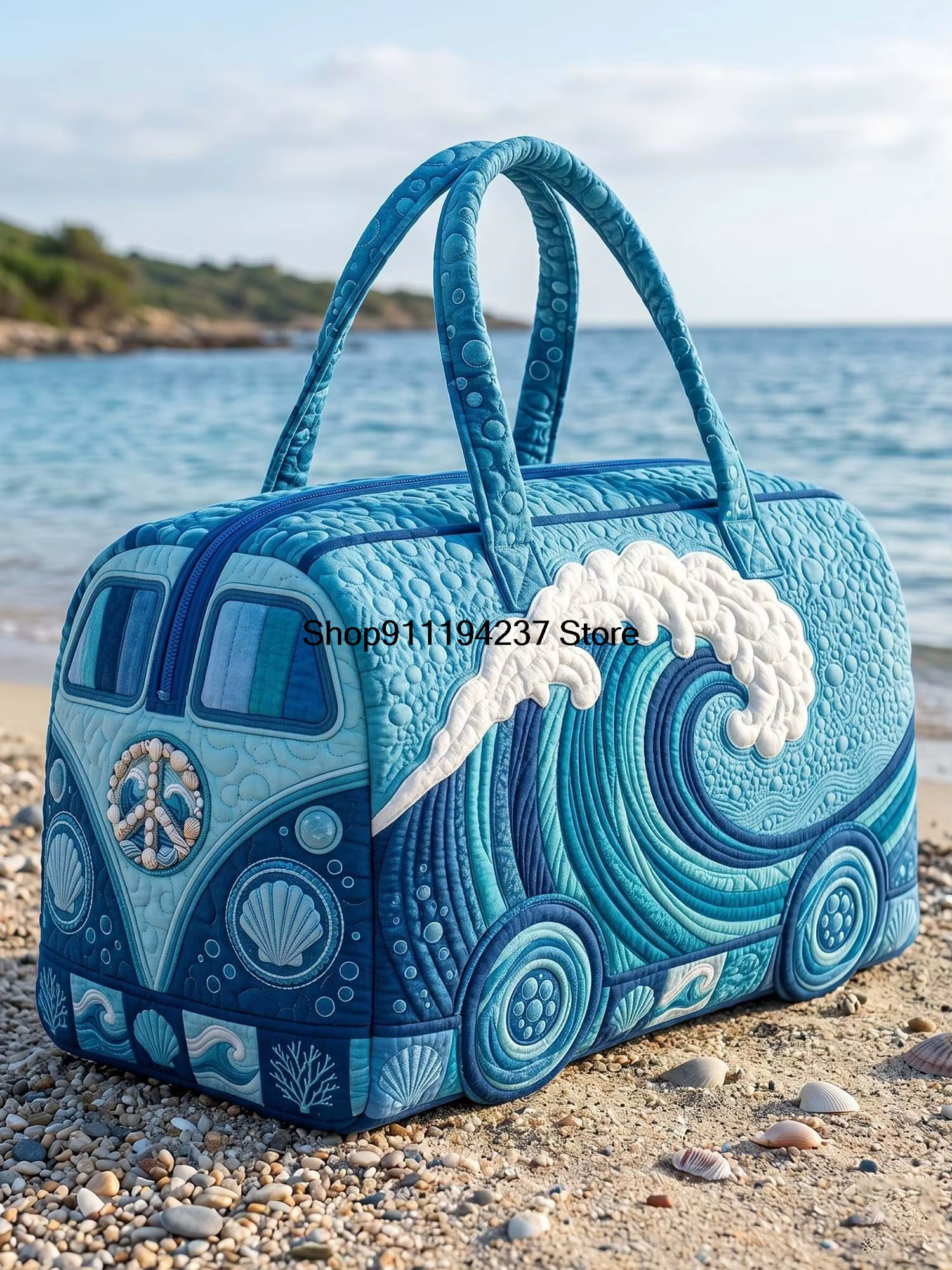 Sac de voyage matelassé Hippie Van, Sac de voyage matelassé Hippie Journey, Sac de voyage matelassé 