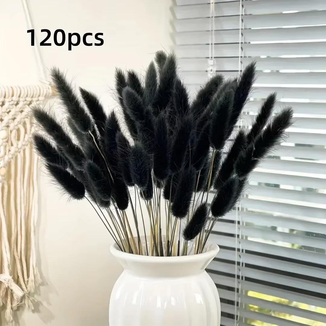 Bouquet de Fleurs vaccées de Style Noir et Blanc, Queue de Lapin, Pampa Moelleux, pour Décoration de