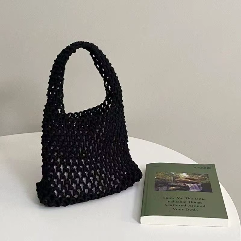 Sac à main tricoté, pochette à bandoulière tissée à la main ajourée, sac de maman coloré grande capa