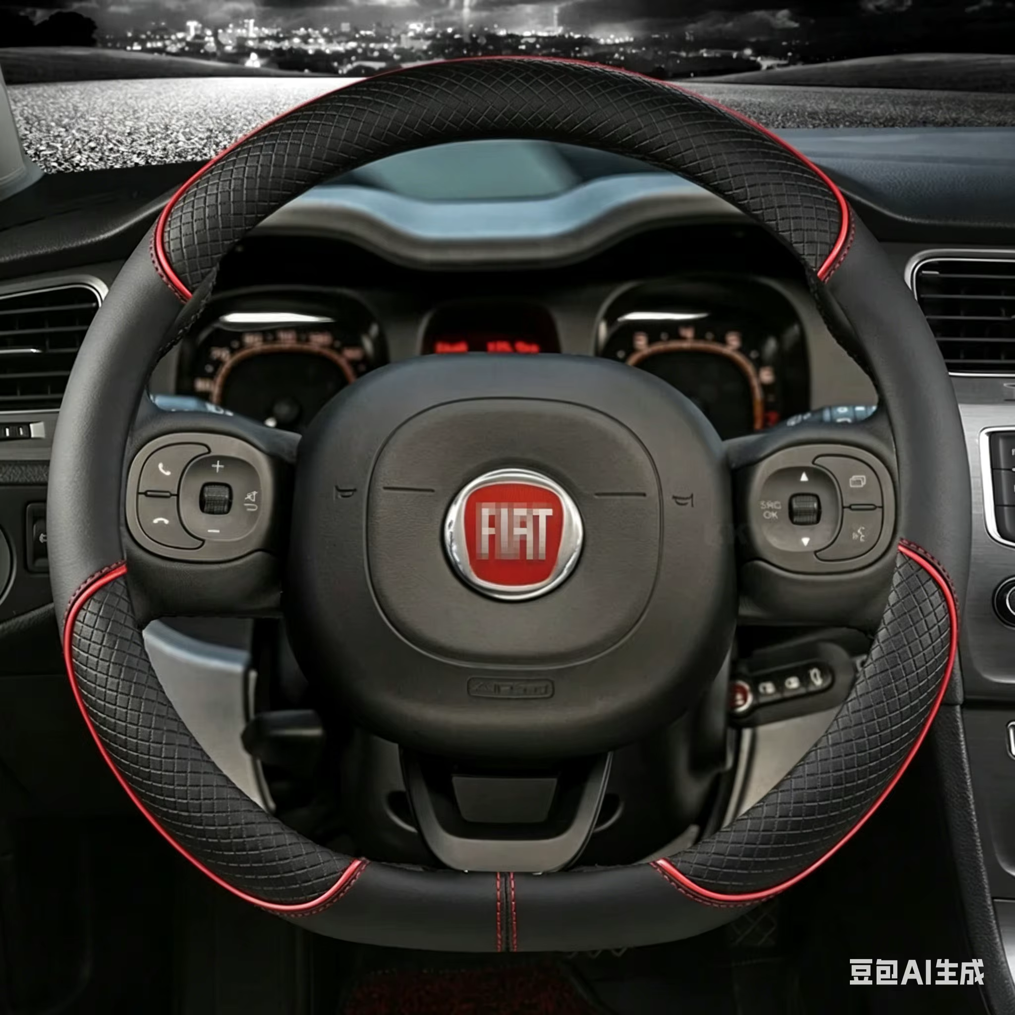 Housse de volant de voiture en cuir microfibre, pour Fiat Panda 2013 2015 2017 2019 2020 2021 2022, 