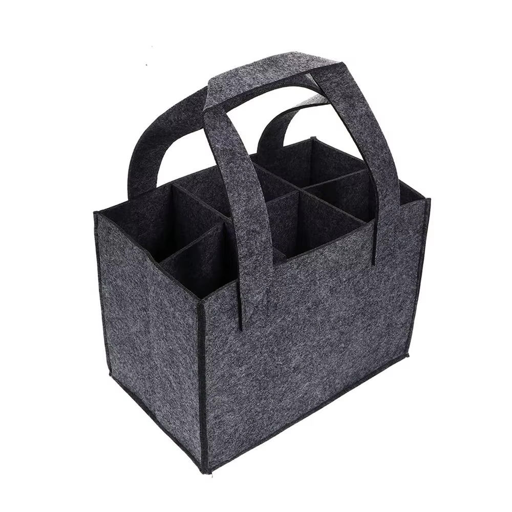 6 bouteilles feutre porte-bouteille de vin sac de protection gris bouteille de vin Cube boîte pliabl