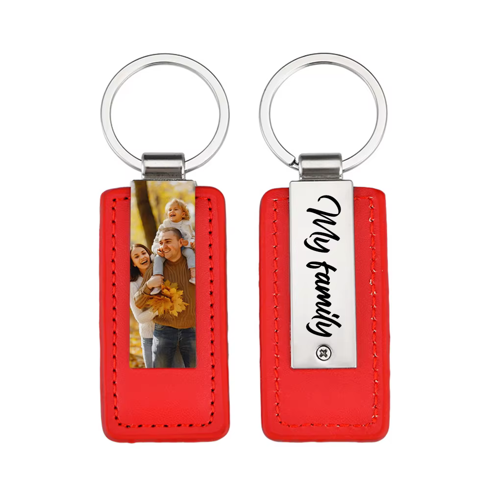 Étiquette de bagage personnalisée en cuir et alliage double face avec photo et texte, cadeau pour la