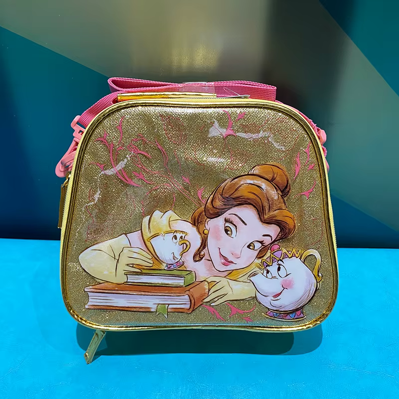 Sac à dos Disney La Belle et la Bête Belle - 40x30CM - Sac d'école à imprimé floral rose doré pour f