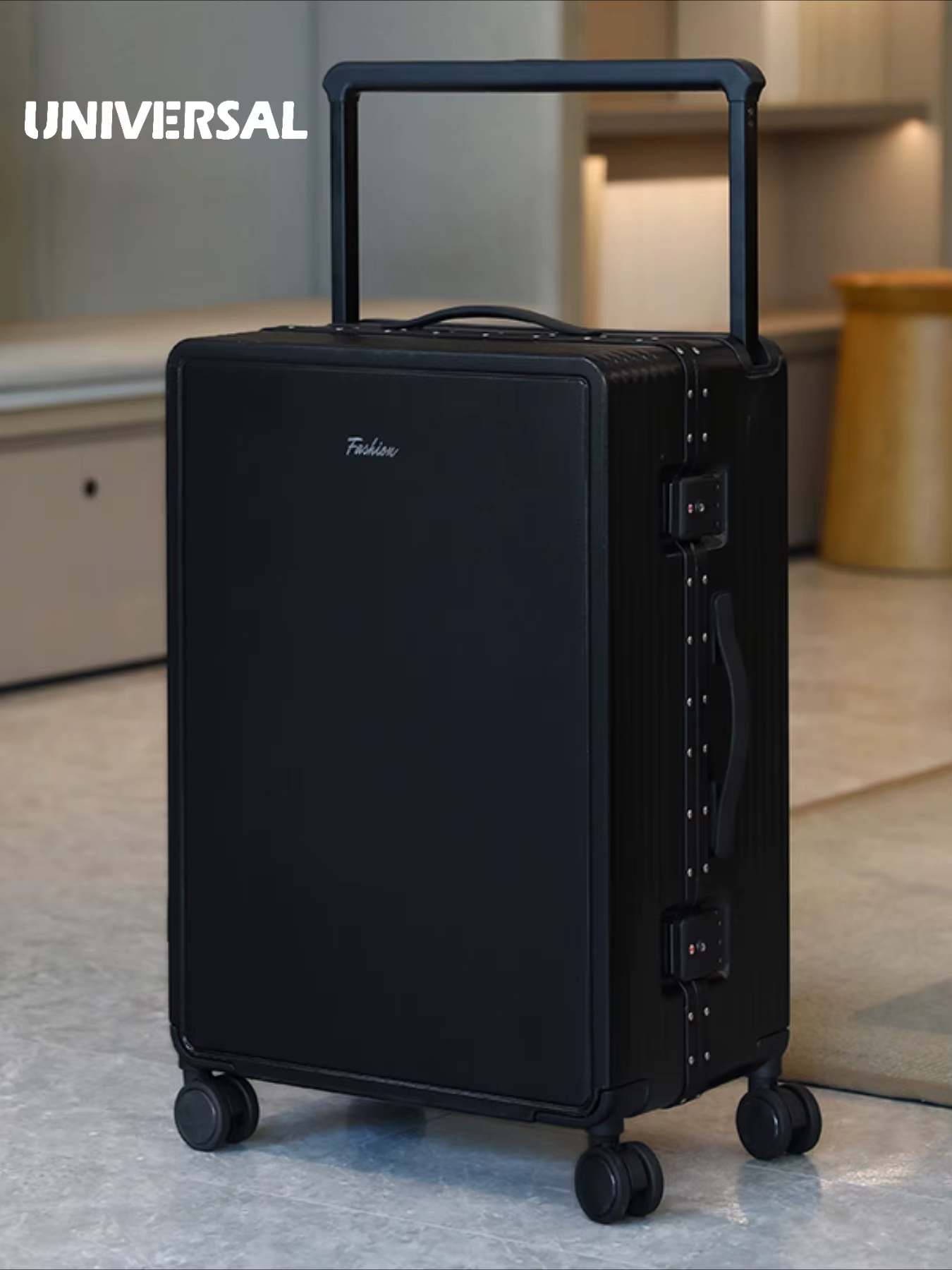 Nouvelle valise de voyage haut de gamme 2026 à poignée télescopique large, avec cadre en aluminium,