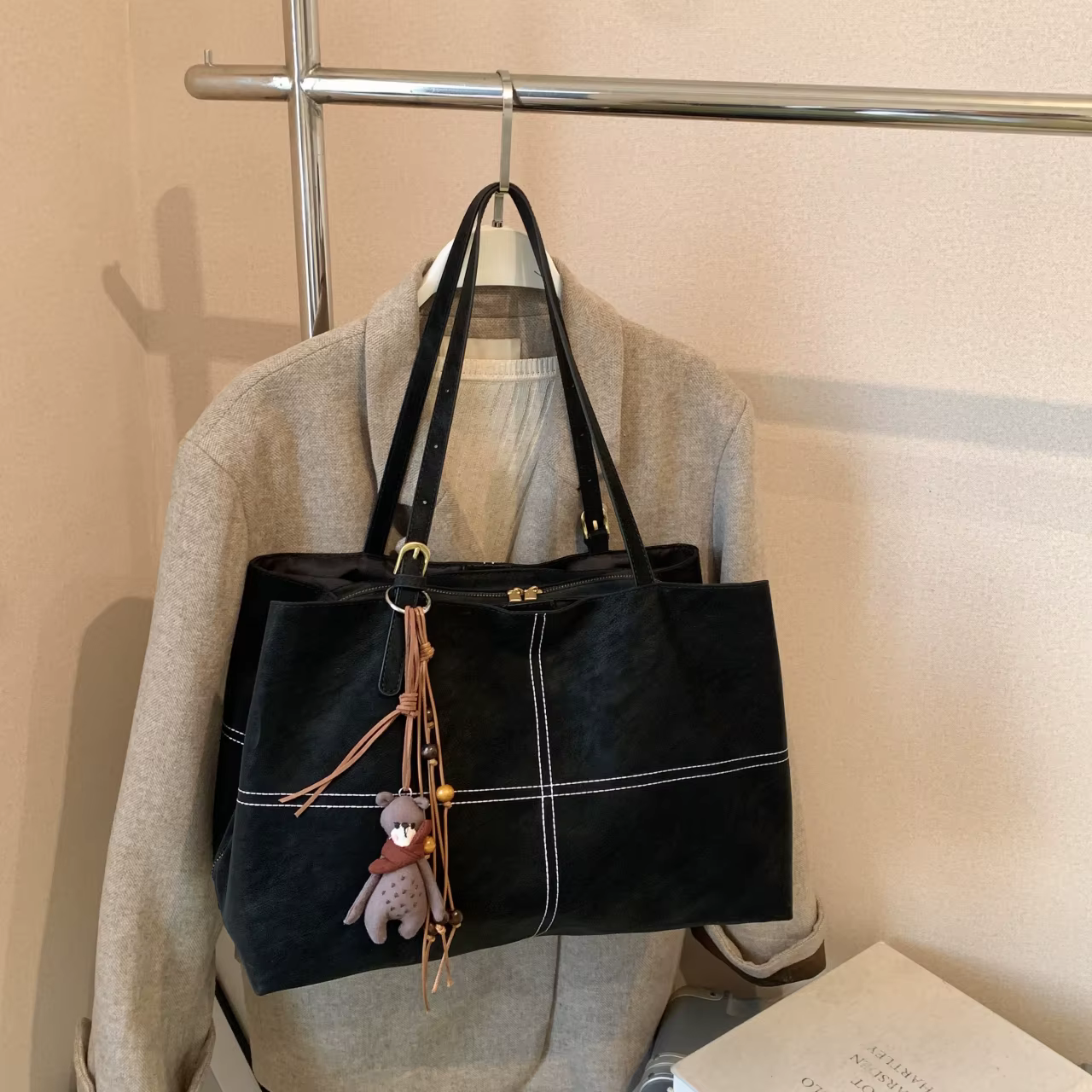 Sac à Main en cuir pour femmes mode automne hiver grand fourre-tout Boston Sac en daim souple mat da