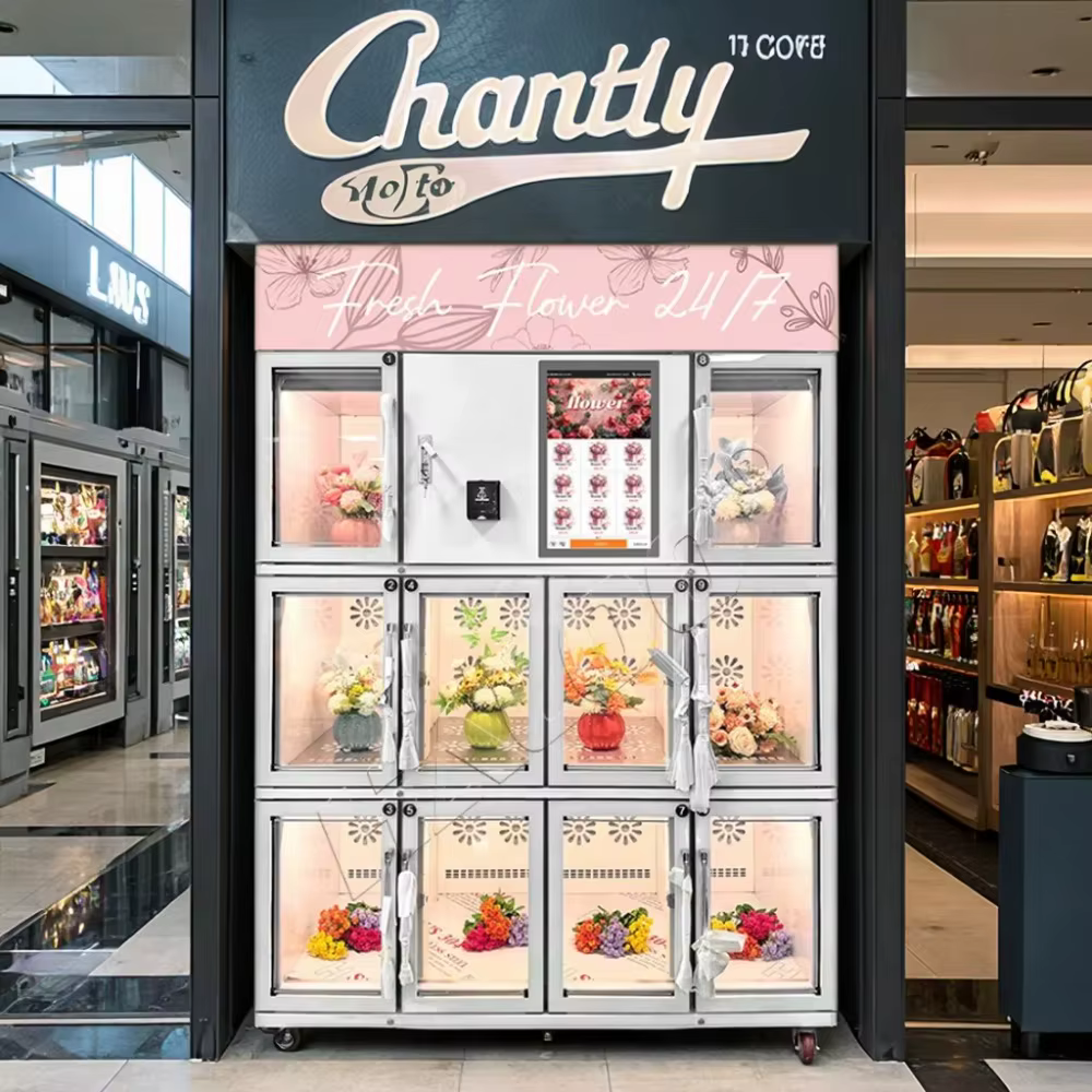 Distributeur automatique de fleurs fraîches pour extérieur, personnalisable avec logo, pour fleurist
