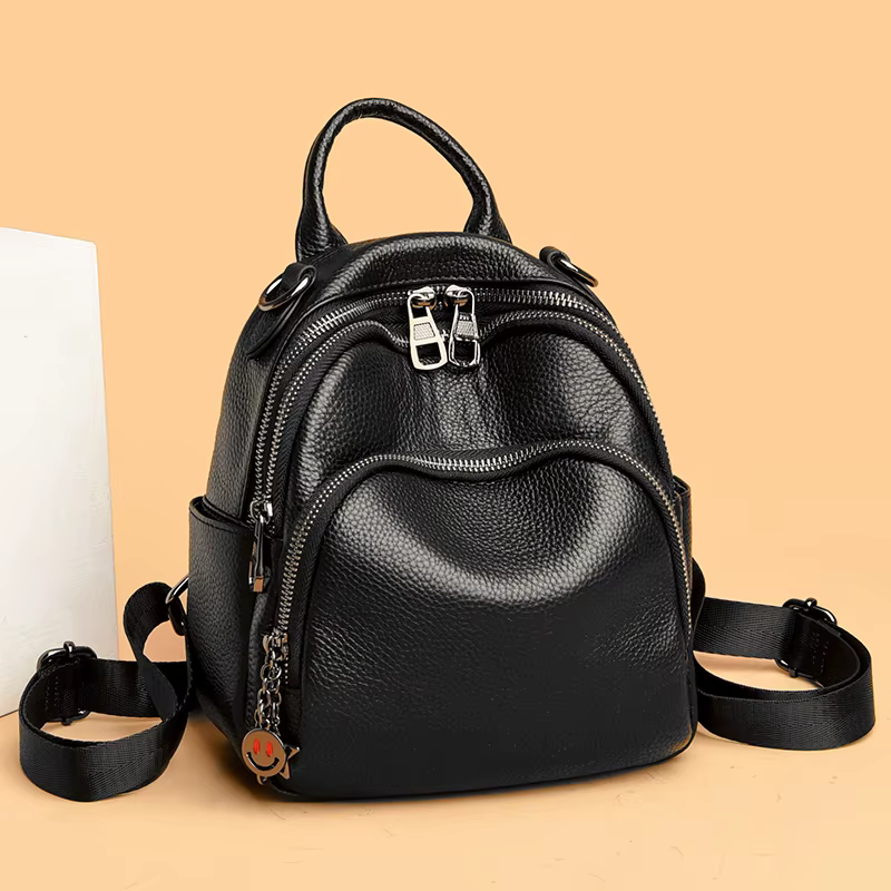 Sac à dos en cuir véritable pour femme, sac à dos de voyage pour femme, sac d'école en cuir de vache