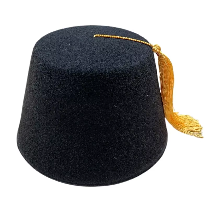 Chapeau Fez Tarboosh avec pompon, casquette turque ottomane ronde universelle en feutre, accessoire 