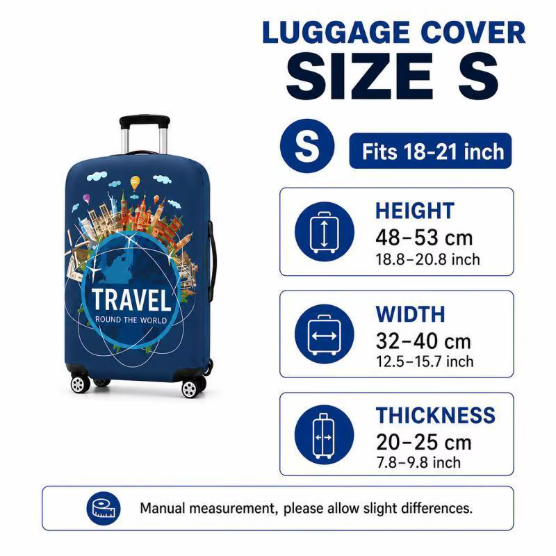 Housse de Valise de Voyage "Tour du Monde", Housse de Valise pour Valises à Roulettes de 18 à 28 Pou