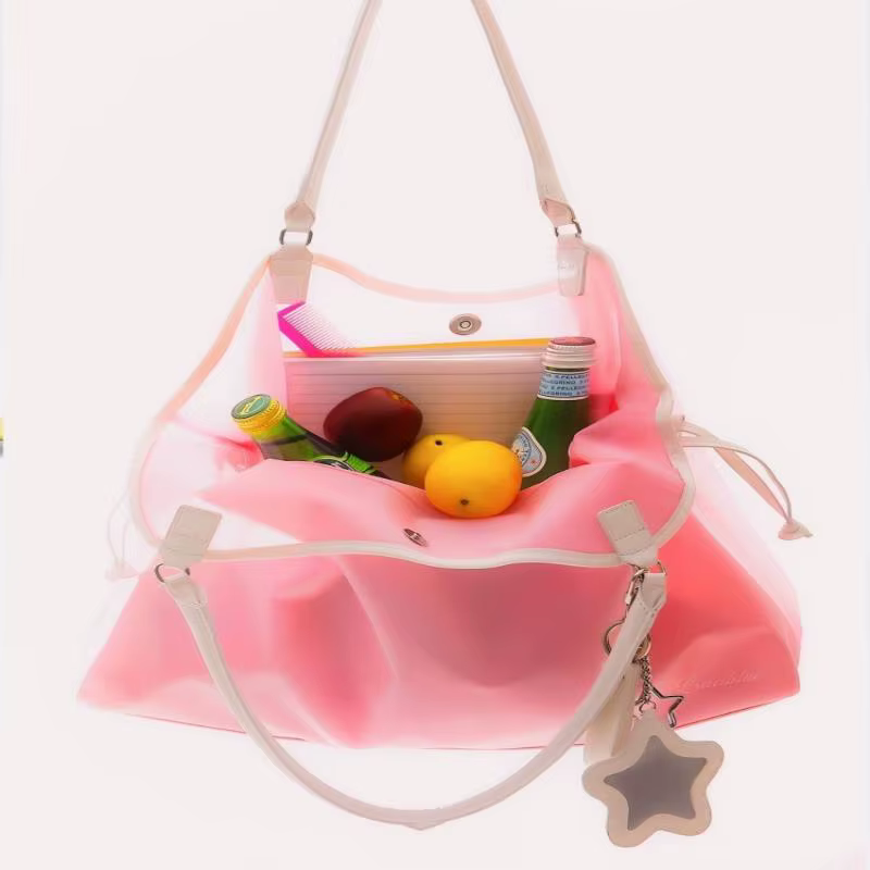 Sac à main transparent en PVC couleur bonbon, imperméable, grande capacité, sac bandoulière portable