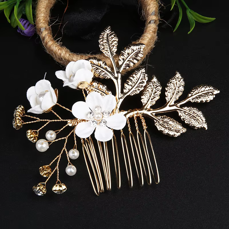 Accessoires de coiffure de mariage de style coréen, peignes à cheveux bleus, violets, roses et blanc