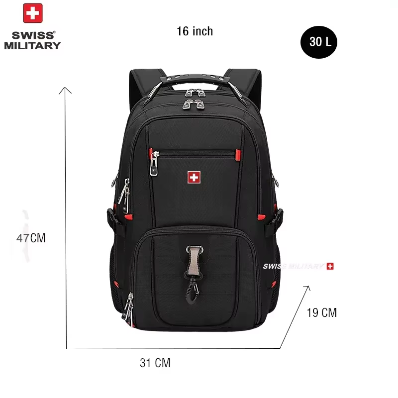 Sac à dos pour ordinateur portable SWISS 17' imperméable avec port de charge USB, sac à dos multifon