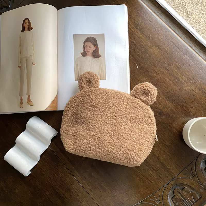 Trousse de maquillage personnalisée Teddy Sherpa, trousse de maquillage personnalisée, sac de voyage