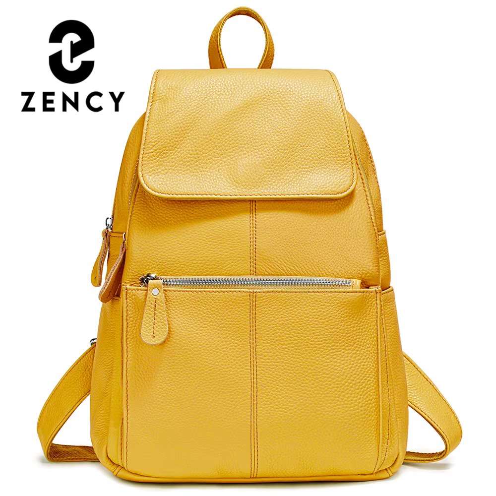 Zency mode femmes 100% sac à dos en cuir véritable sac à dos grande capacité Style Preppy brillant j
