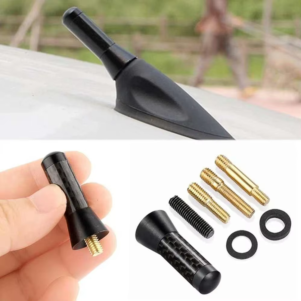 Antenne à mât court et trapu en métal à vis en Fiber de carbone, antenne de toit de style de voiture