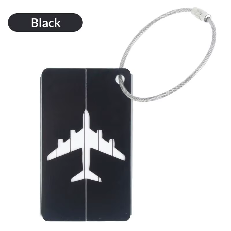 Étiquette de bagage en alliage d'aluminium pour avion, anti-perte, avec porte-carte d'identité, coul