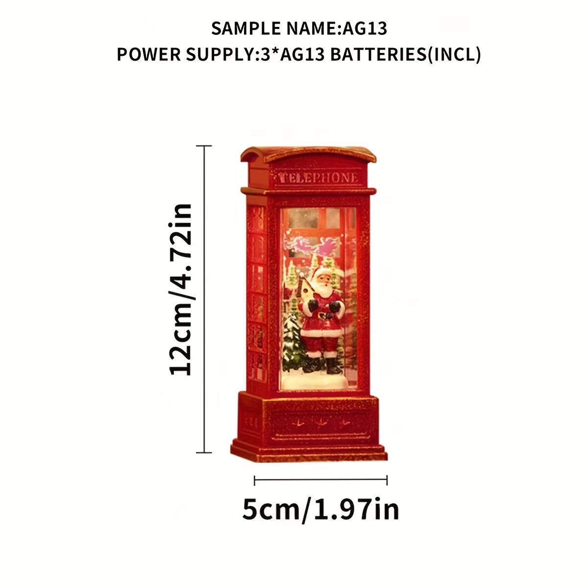 Décoration de cabine téléphonique de noël avec père noël, bonhomme de neige et arbre-ornement de cab