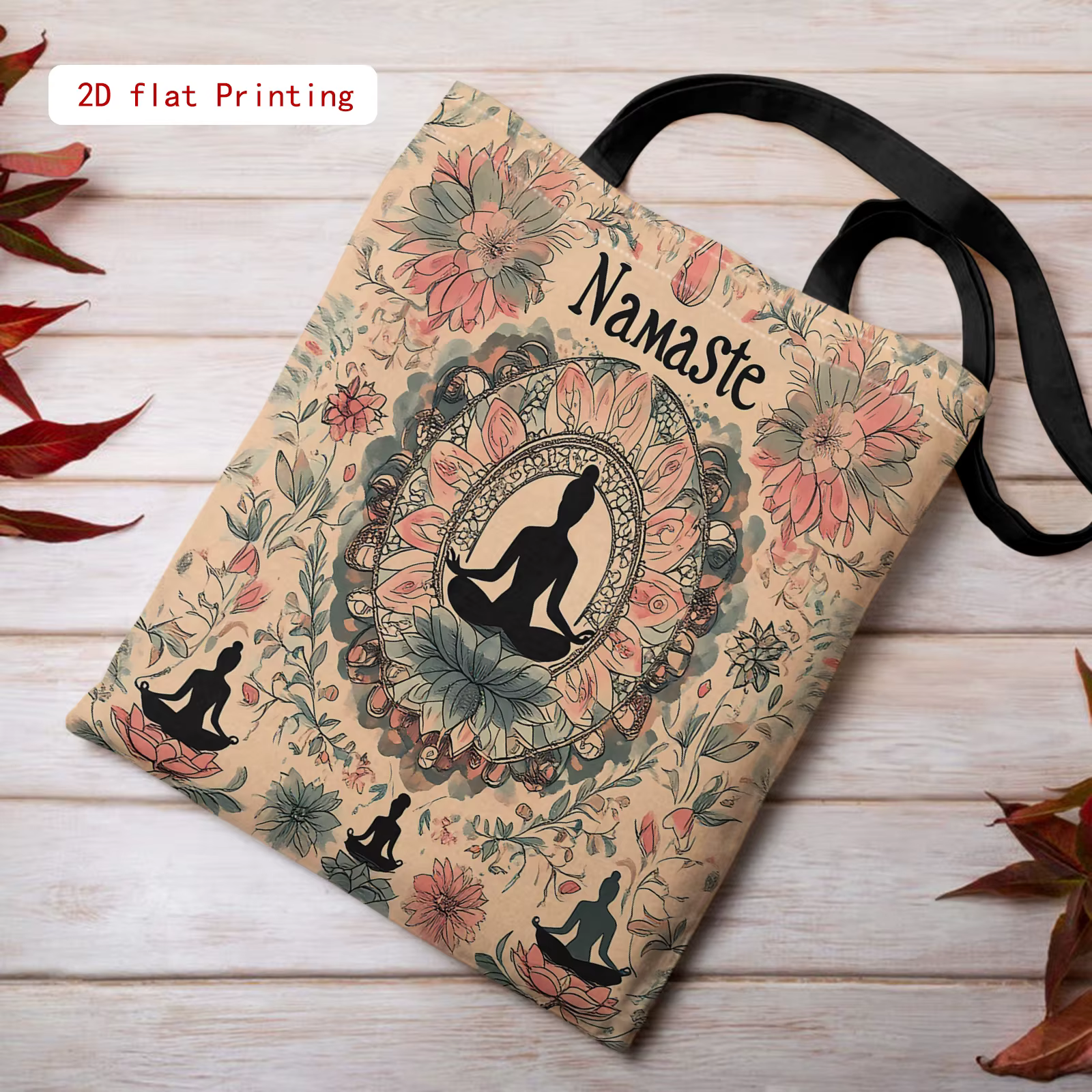 Sac à bandoulière imprimé 2D, motif méditation, motif Namaste, sac à bandoulière imprimé, sac de sho