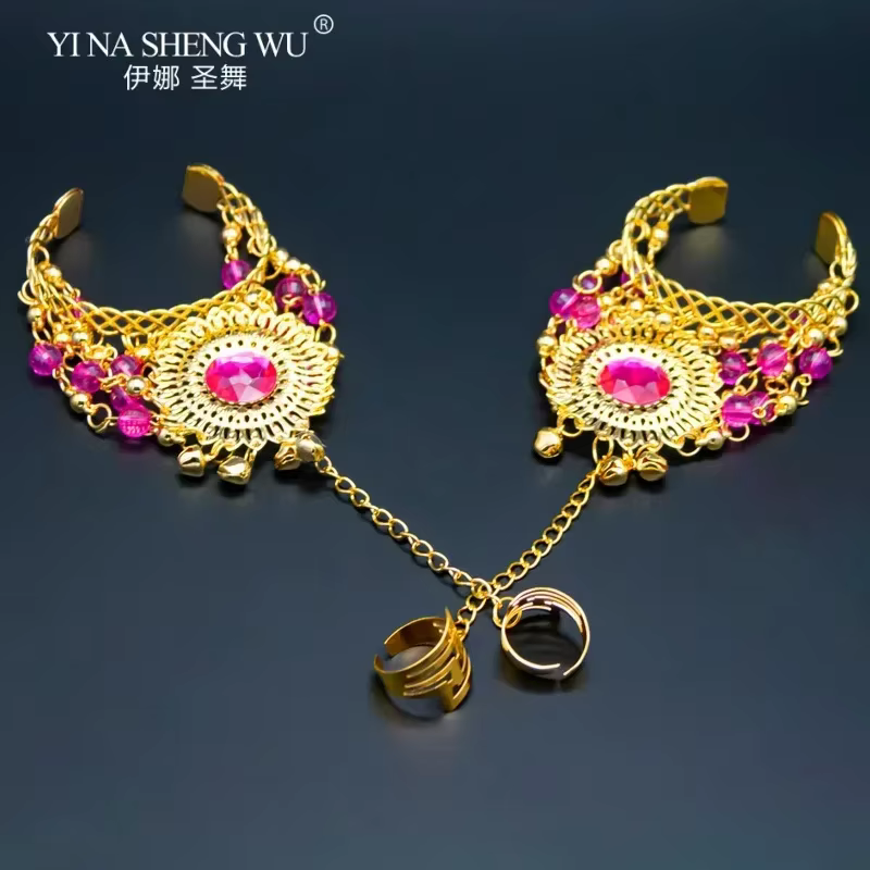 Bracelet de danse indienne pour femmes, 1 paire, accessoires de spectacle sur scène, Costume de dans