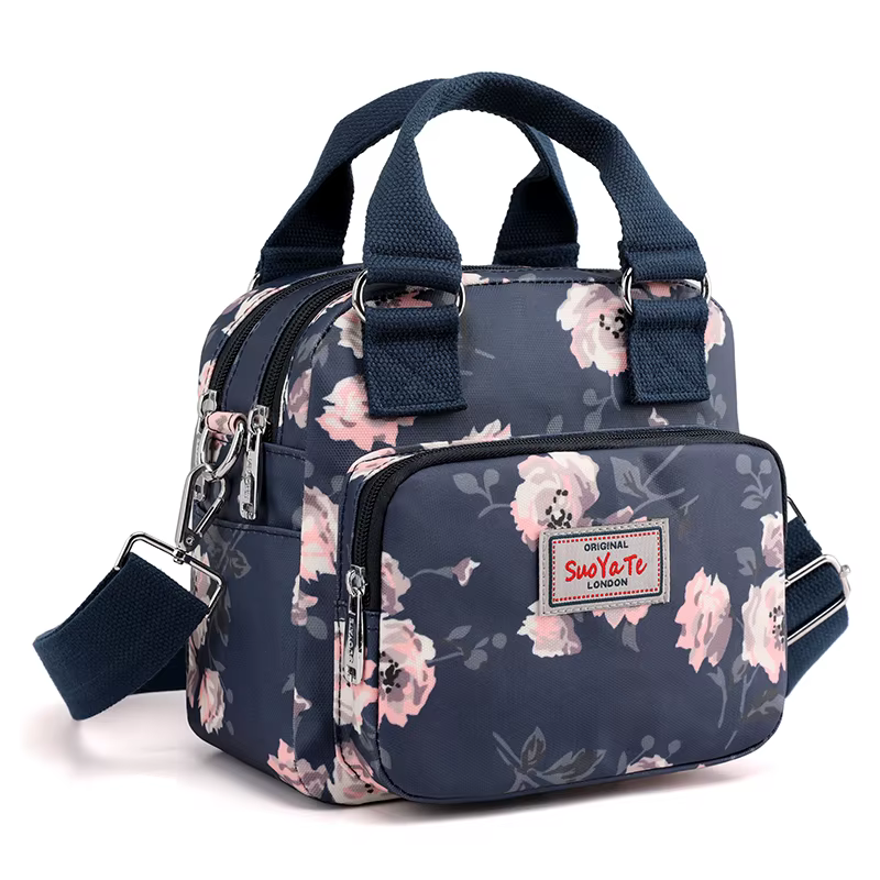 Sac à main en nylon à motif floral pour femmes, sac à main pour femmes, sac messager multi-poches, h