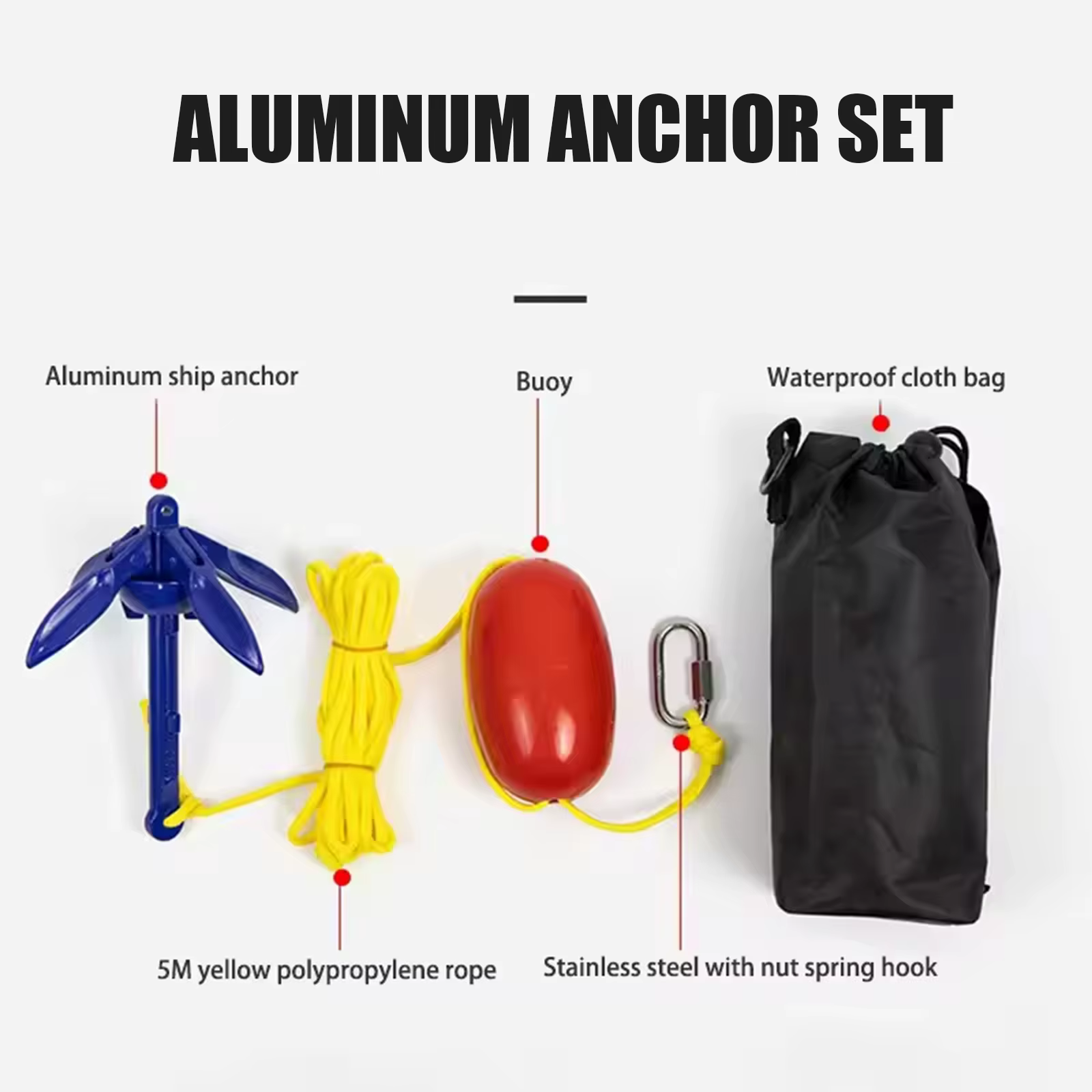 Kits d'ancrage pour kayak marin, accessoires d'ancrage pliables pour kayaks de pêche, canoës, jet-sk
