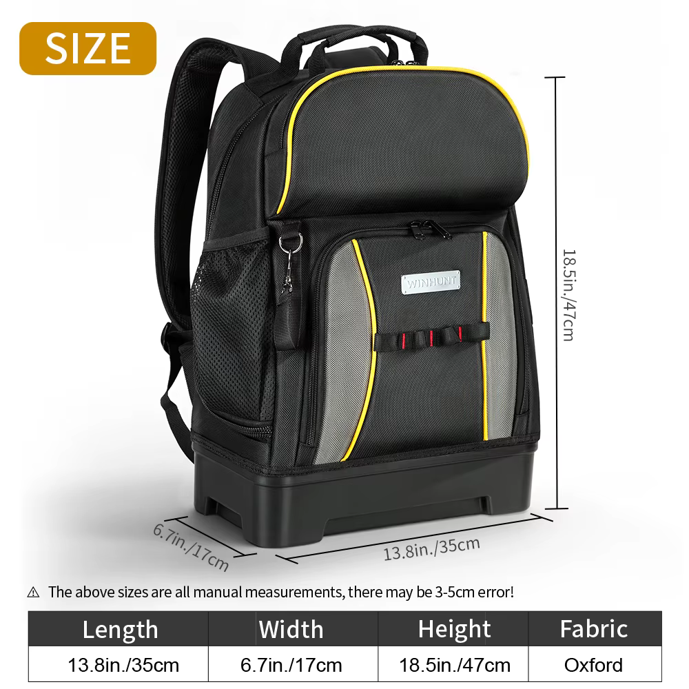 Sac à dos pour outils WINHUNT, robuste et durable avec des poches multi-usages pour électriciens et