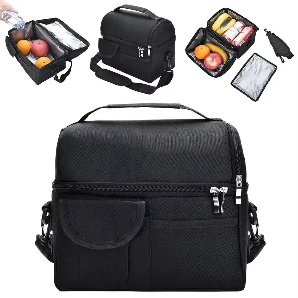 Boîte à lunch isotherme étanche pour hommes et femmes, grand sac isotherme, compartiment pour touris