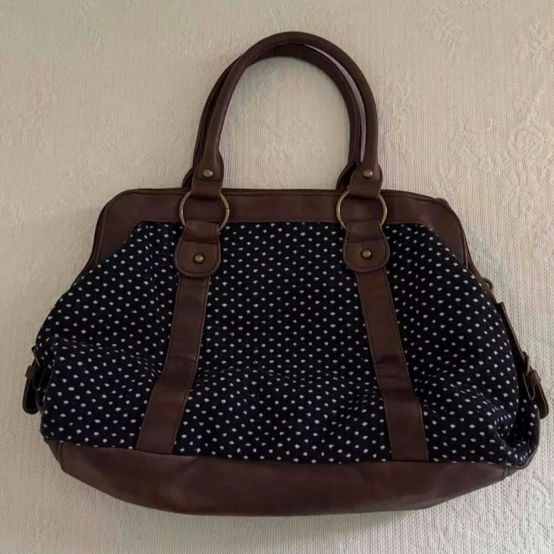 Sac à main coréen rétro à pois, sacoche multifonction en cuir patchwork grande capacité, style éléga