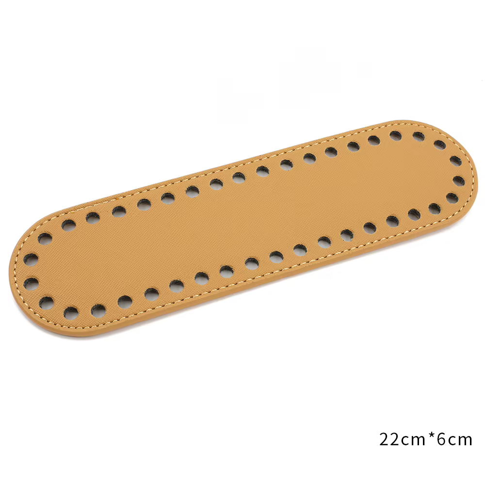 Sac Long ovale en cuir PU pour femmes, 22cm x 6cm, fond tricoté, sacs faits à la main, Base pour fem