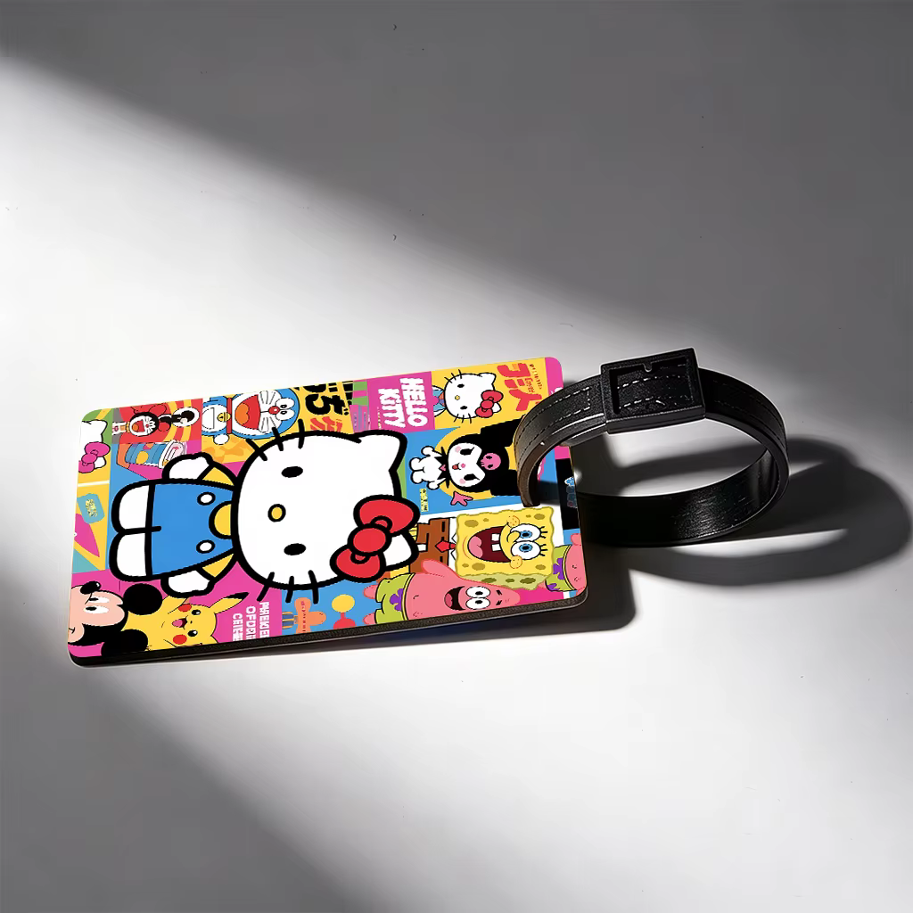 Étiquettes de bagages Hello Kitty Kawaii, porte-adresses pour valises, étiquettes d'identification d