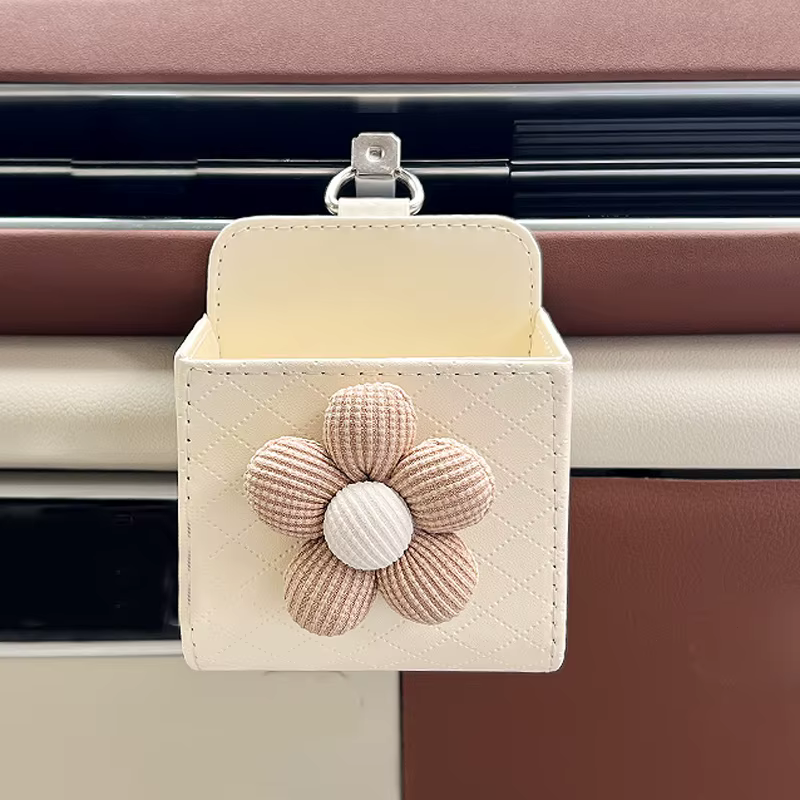 Sac de rangement de voiture avec nœud de dessin animé, nuage, boîte de rangement suspendue en cuir p