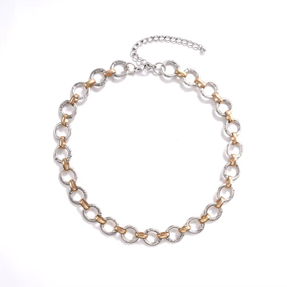 Collier ras du cou moderne et audacieux bicolore, accessoire tendance idéal pour les brunches et les